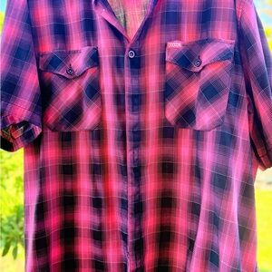 DIXXON Pink and Black Plaid Men's Shirt